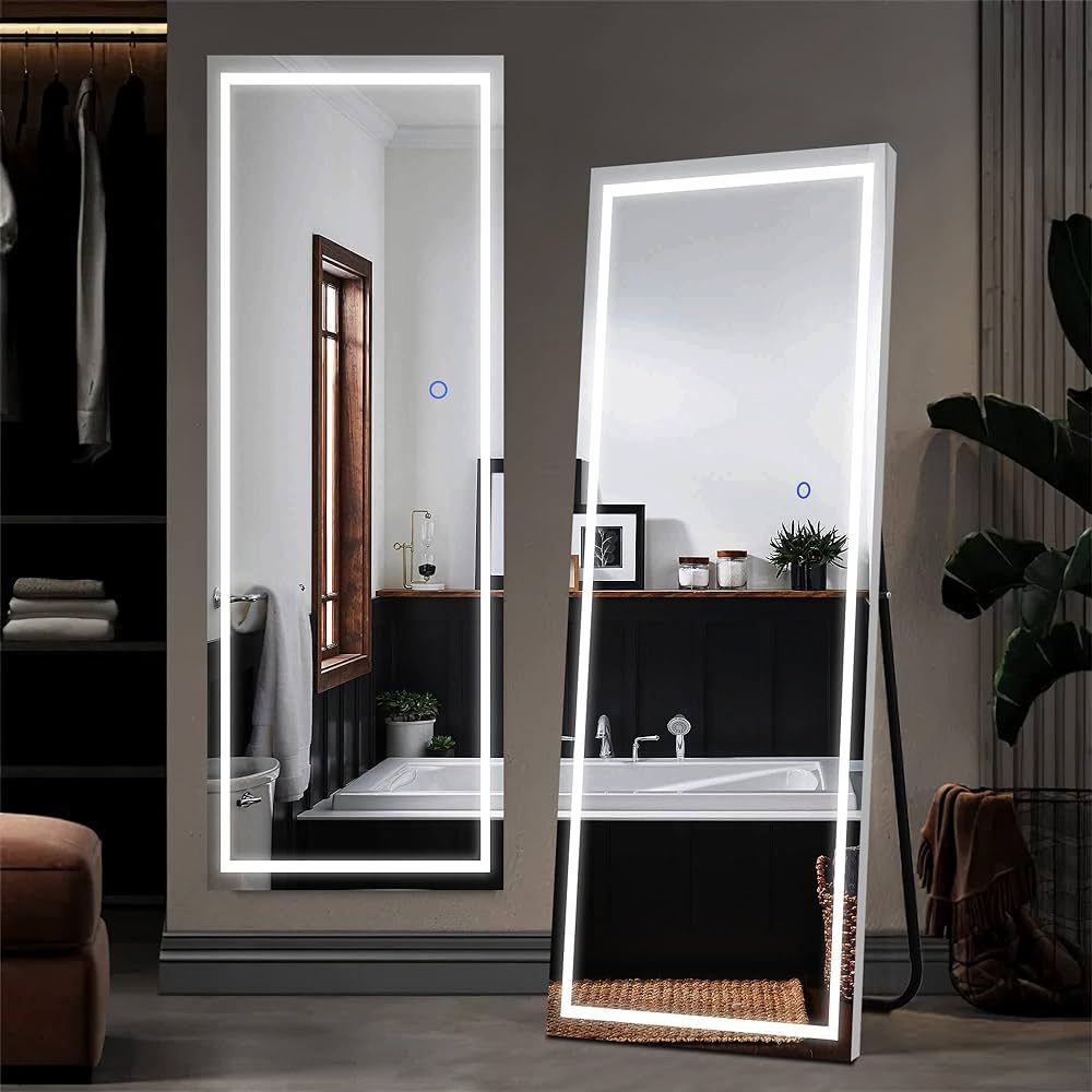 NeuType Full Length Standing Mirror with LED Lights Large Rectangle 3 Colors Dimmable Lighting, S... | Amazon (US)