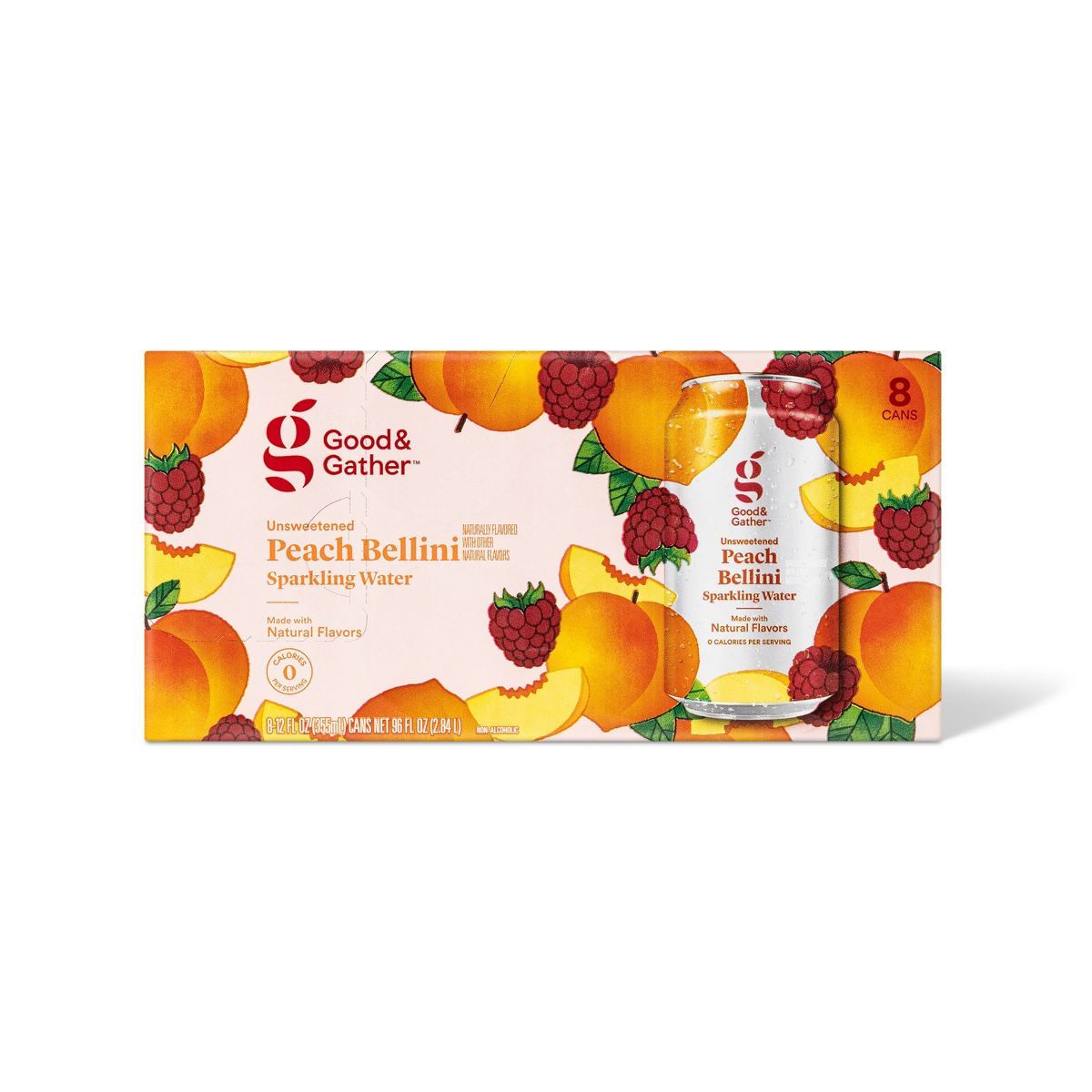 Peach Bellini Unsweetened Sparkling Water - 8pk/12 fl oz Cans - Good & Gather™ | Target