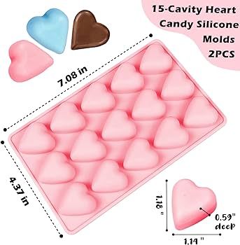 2PCS Heart Silicone Molds, 15-Cavity Small Heart Shaped Silicone Molds for Baking Valentine's Day... | Amazon (US)