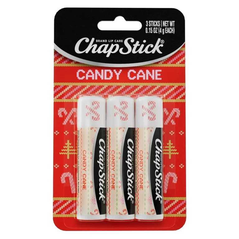 ChapStick Candy Cane Lip Balm, Peppermint Flavor Moisturizing Lip Care, 3 Pk, 0.15 OZ EA | Walmart (US)
