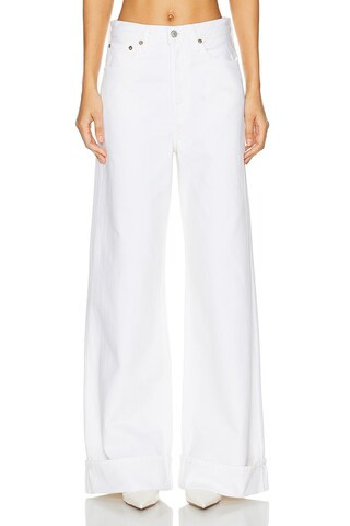 AGOLDE Dame High Rise Wide Leg Jeans in White | FWRD 