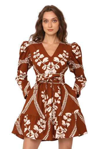Beyond by Vera Heidi Dress, Heart Brown | Monkee's of Mount Pleasant