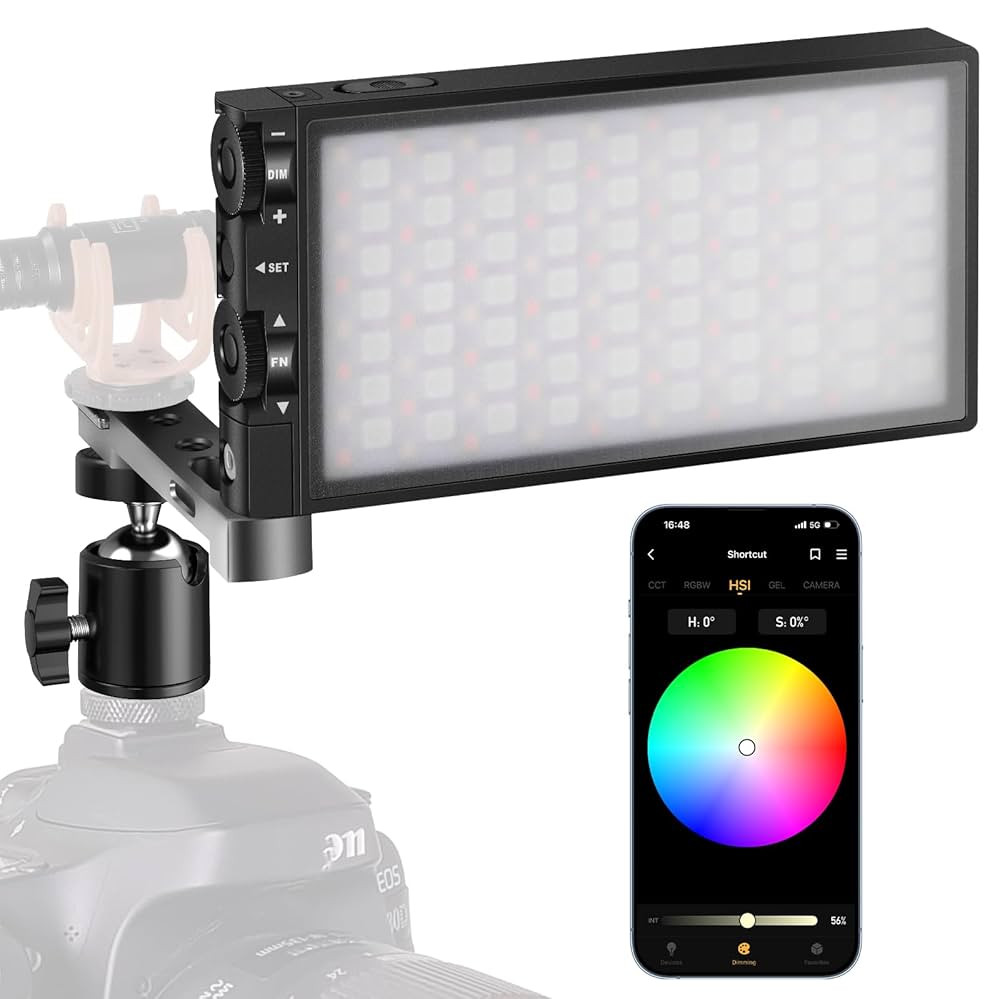 Pixel G1s RGB Video Light with APP Control, Built-in 12W Rechargeable Battery LED Camera Light, 1... | Amazon (US)