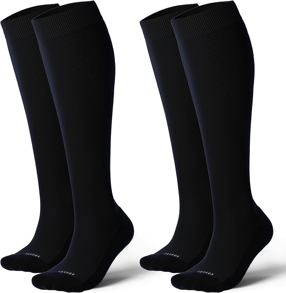 LEVSOX Thick Cotton Compression Socks for Women&Men 20-30mmHg Knee High Cute Support Sock for Nur... | Amazon (US)