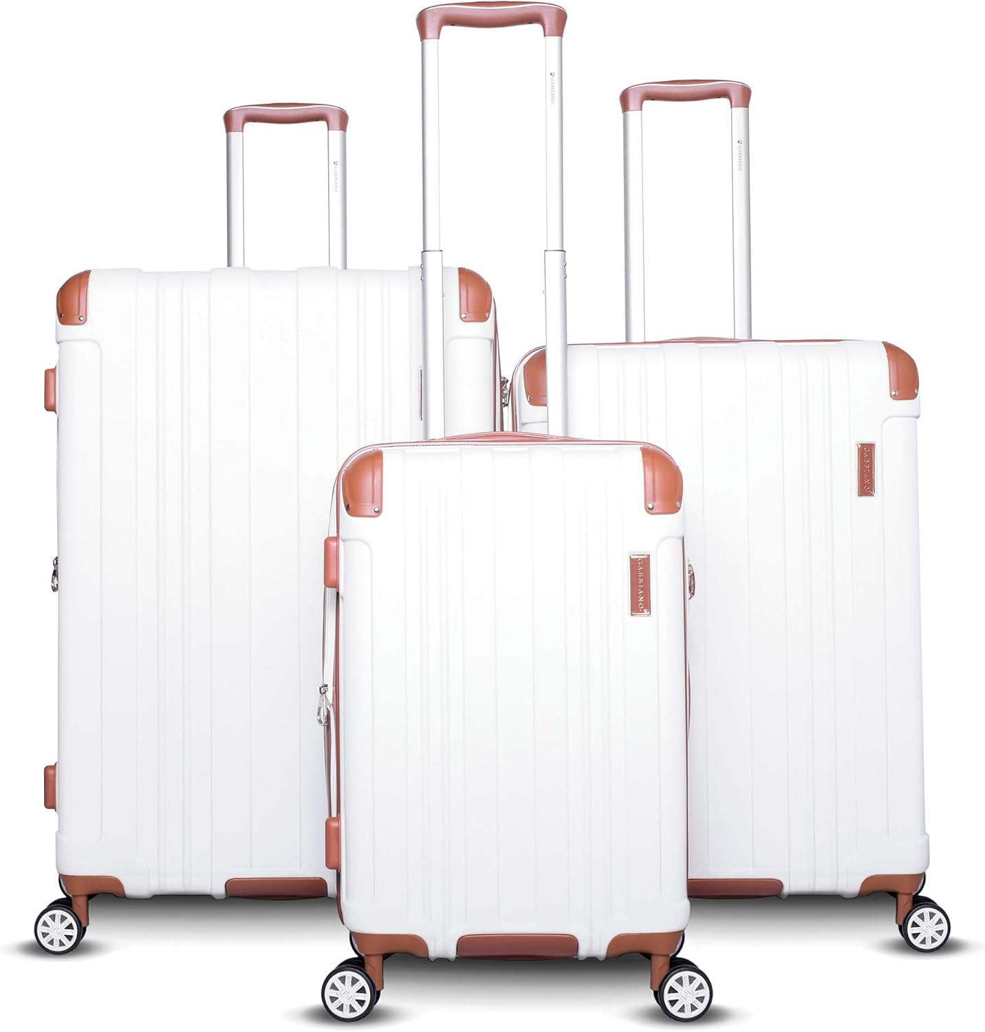 Gabbiano Bravo Collection 3 Piece Hardside Spinner Luggage Set (White) | Amazon (US)