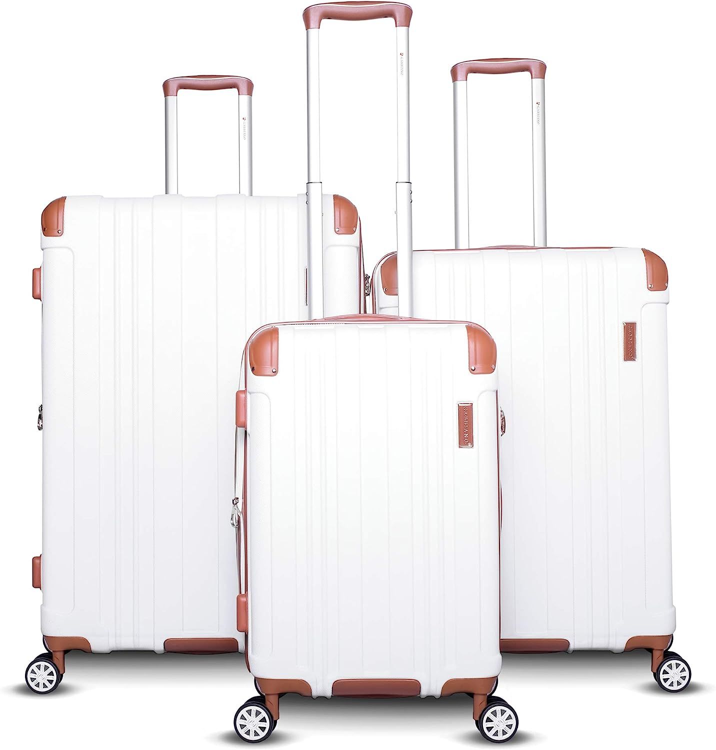 Gabbiano Bravo Collection 3 Piece Hardside Spinner Luggage Set (White) | Amazon (US)