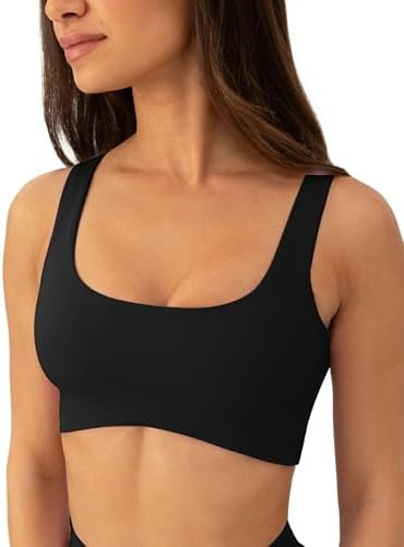 PAVOI ACTIVE Curve Hem Scoop Neck Sports Bra for Women - Medium Support Buttery Soft Low Cut Work... | Amazon (US)