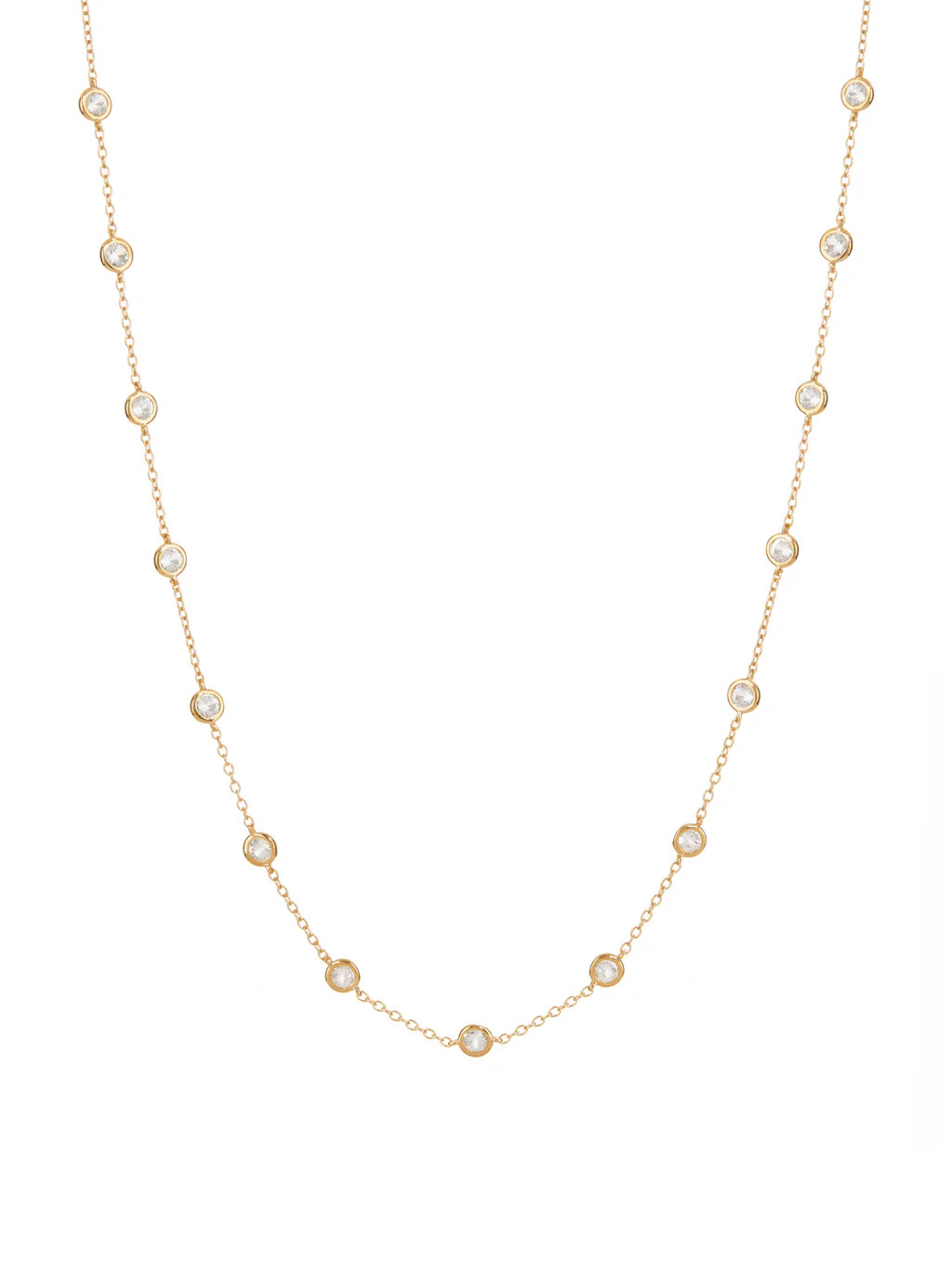 CLEMENCE, LAB WHITE SAPPHIRE 1.50 CARAT 15 STONE STRAND NECKLACE, GOLD | Dorsey