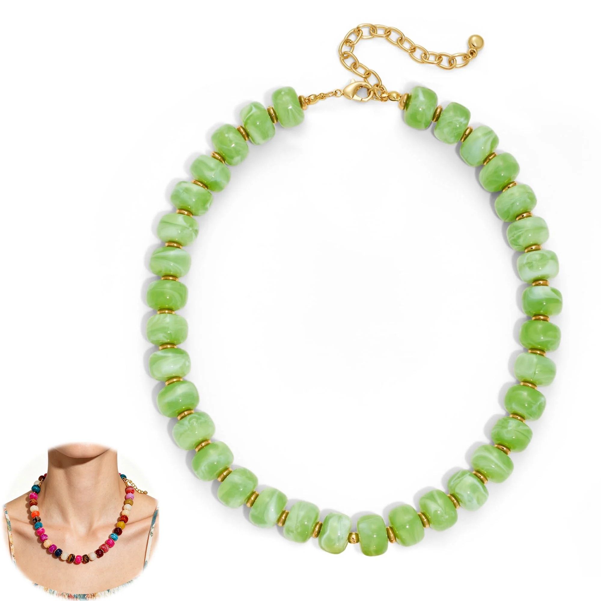 Mothers Day Gifts for Women, Resin Chunky Beaded Necklace, Minimalist Modern Boho Statement Neckl... | Walmart (US)