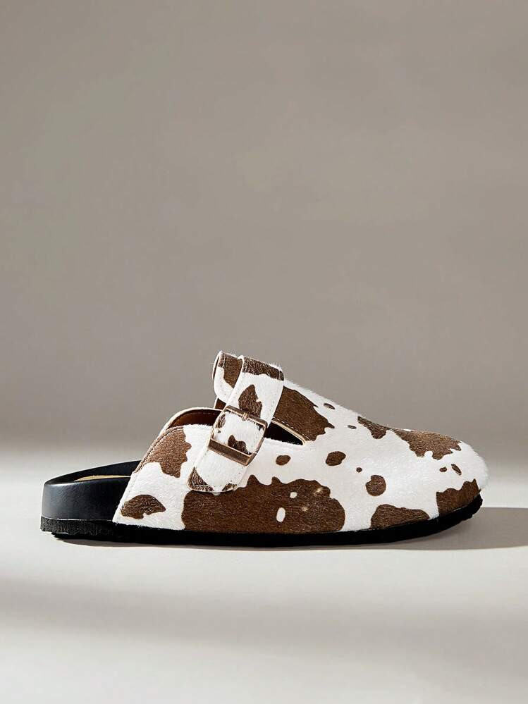 Solecia Women's Fashionable Casual Cow Print Flat Loafers For Christmas | SHEIN