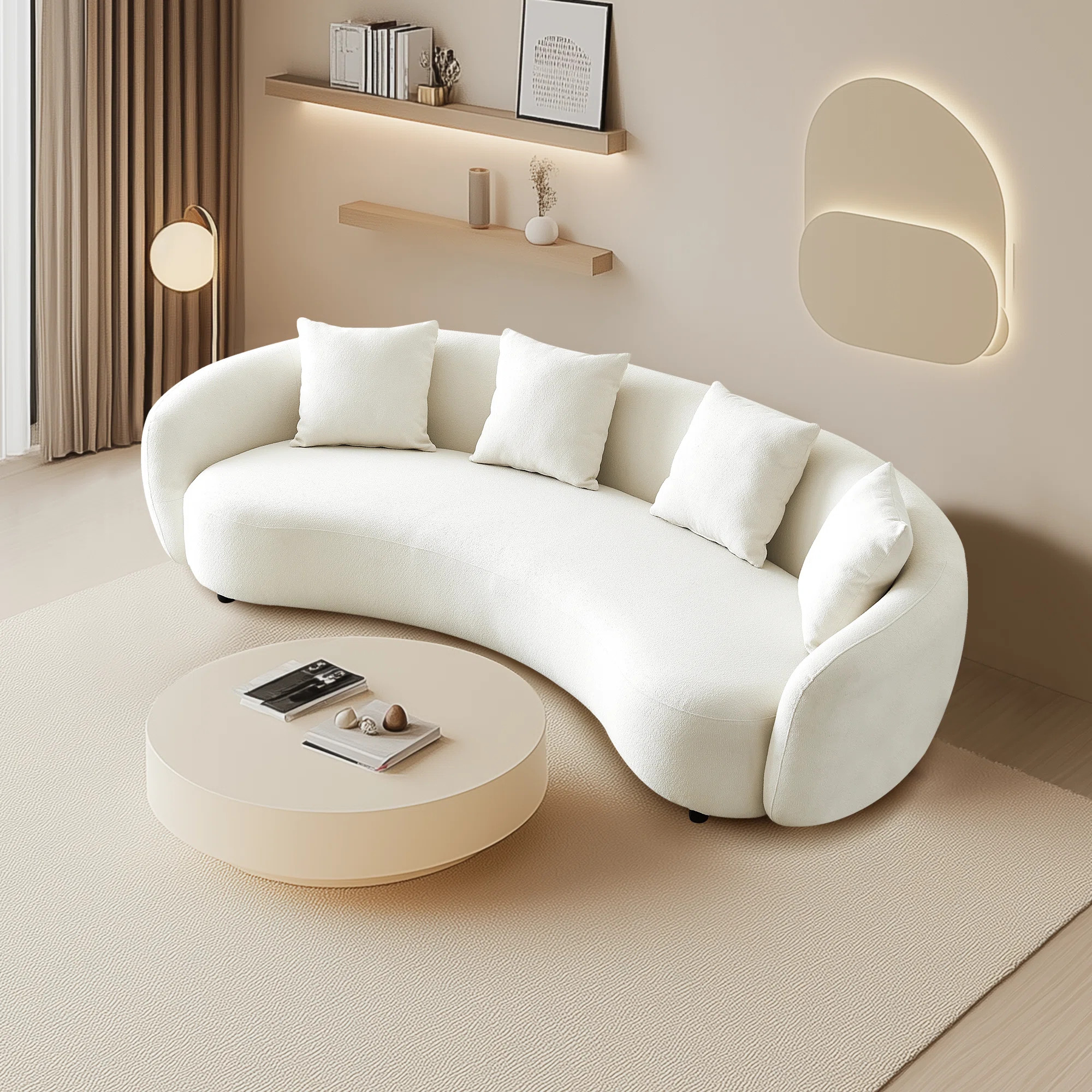 101.57'' 4-Seater Teddy Fleece Loveseat – Solid Wood Frame 1000 Lbs Capacity, Free 4 Toss Pillo... | Wayfair North America