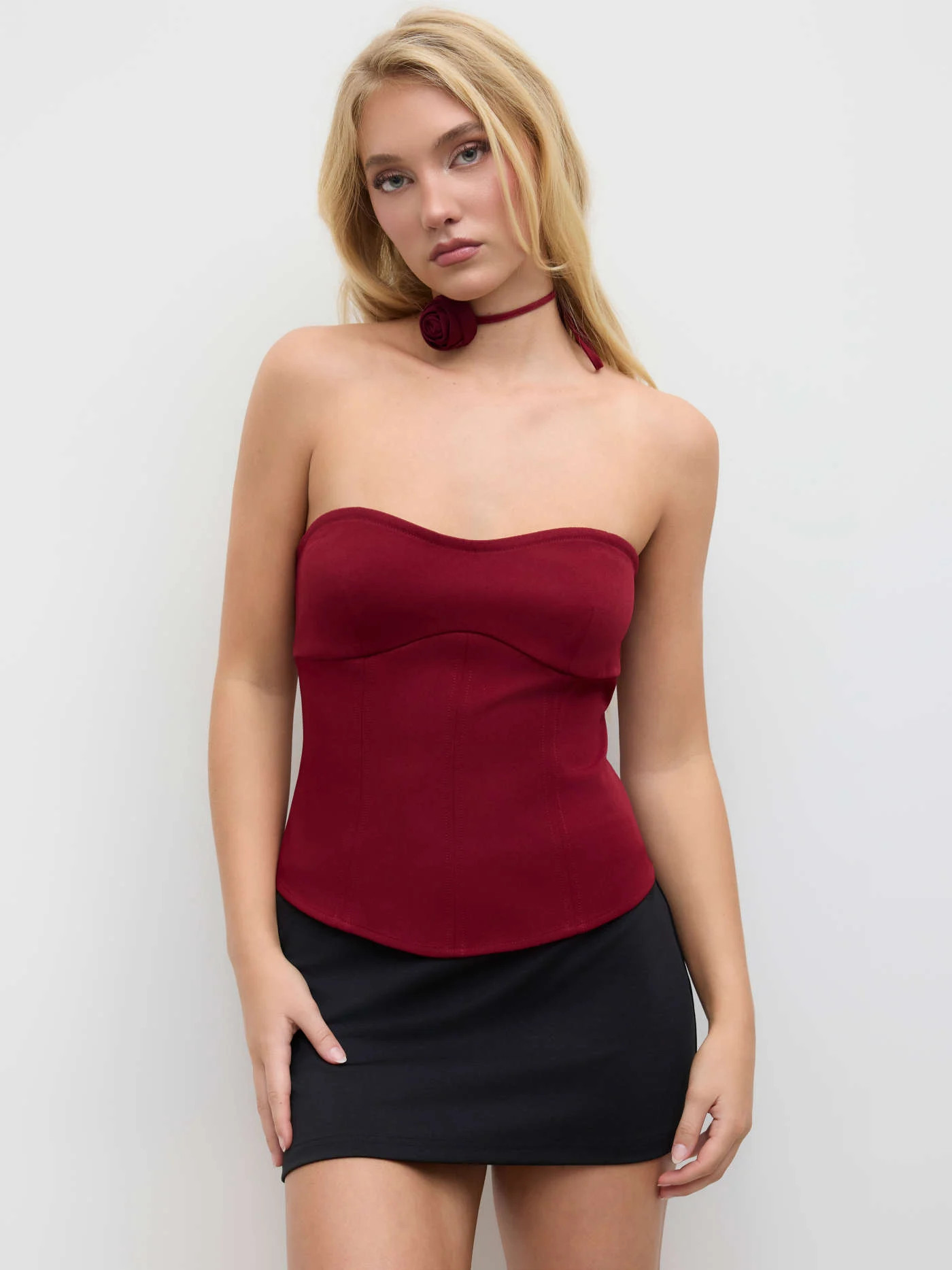 Lace Up Bandeau Top With Rosette Scarf | Cider