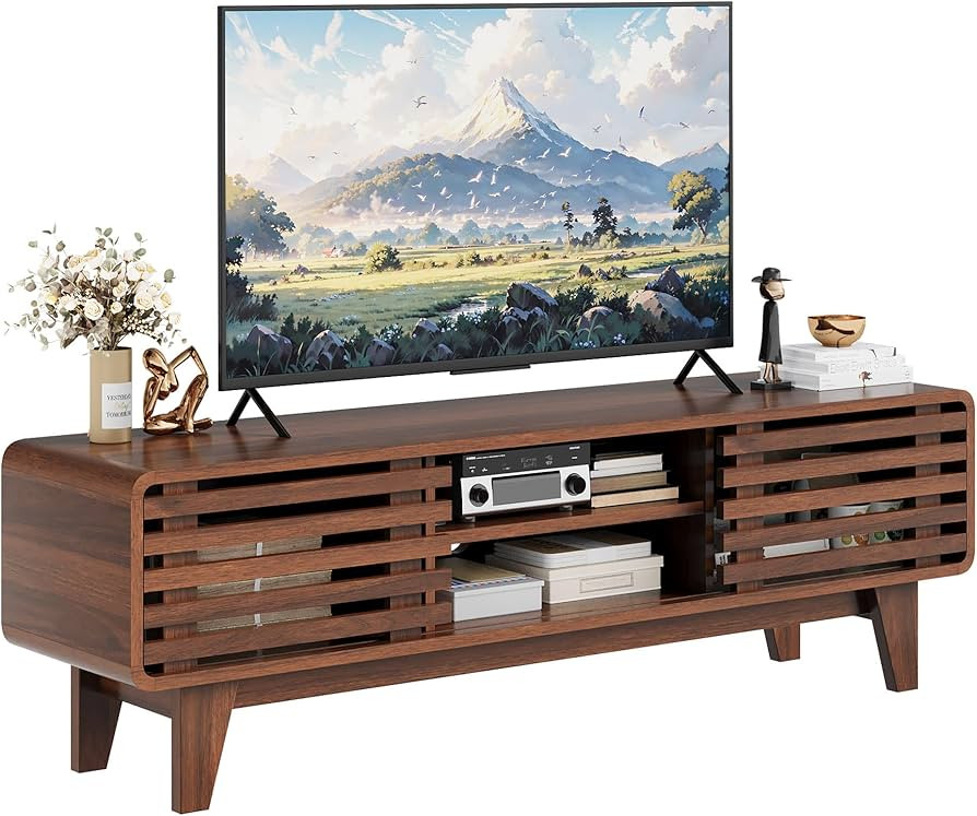 Luoxiao TV Stand for 60 Inch TV, Mid Century Modern Entertainment Center with Storage Boho Televi... | Amazon (US)