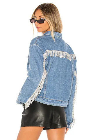 superdown Raya Rhinestone Fringe Jacket in Light Blue Wash from Revolve.com | Revolve Clothing (Global)