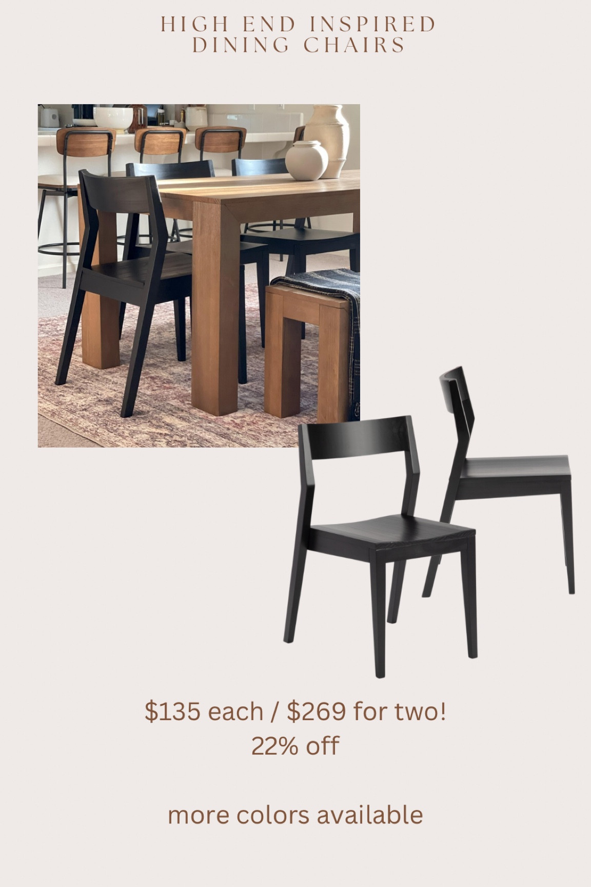 Gorgeous high end inspired dining chairs on sale!! Comes in more wood tones 😍🙌🏻

#LTKStyleTip #LTKHome #LTKSaleAlert