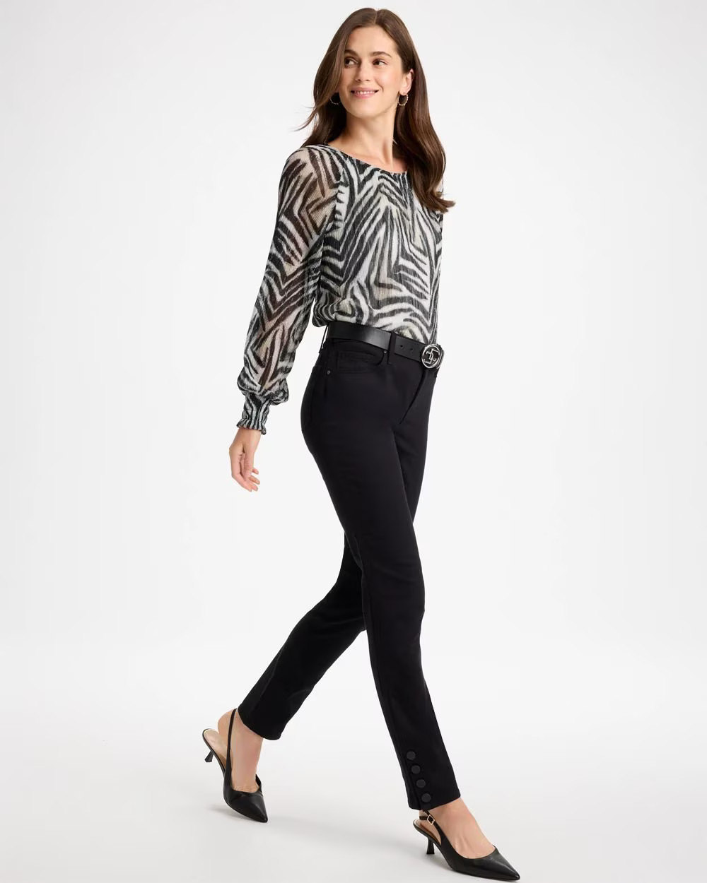 Girlfriend Slim Faux Leather Hem Ankle Jeans | Chico's