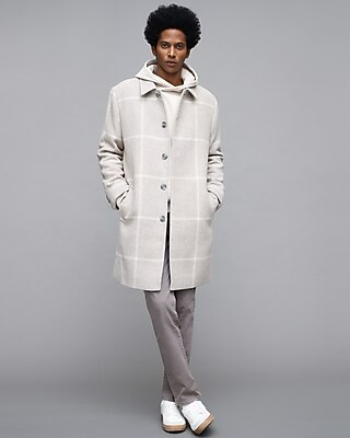 Window Pane Printed Wool-blend Topcoat | Express