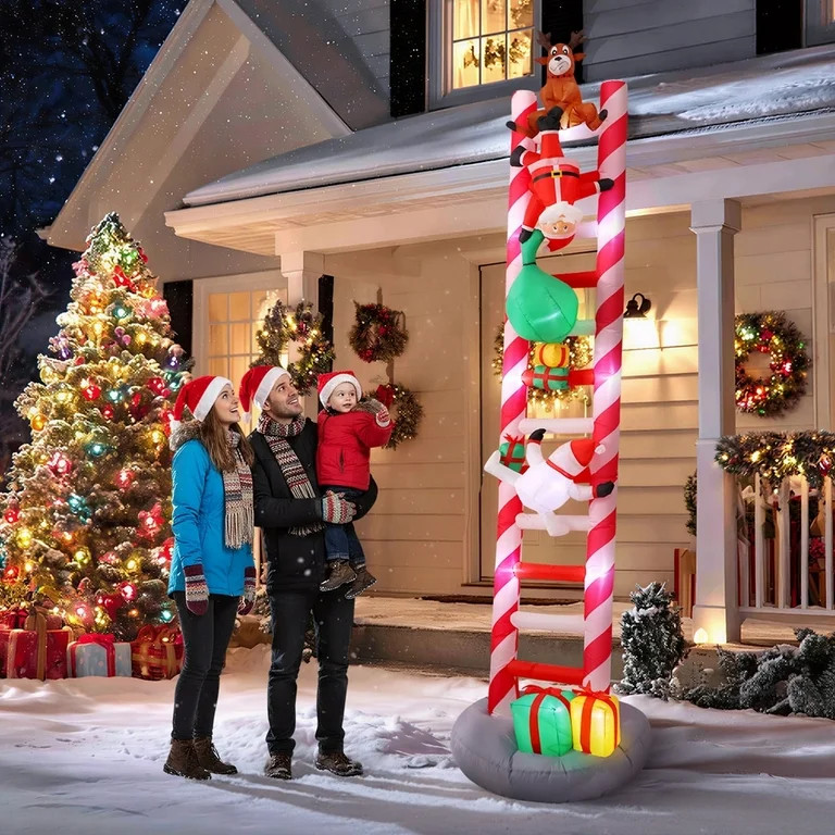 Ayieyill 10FT Christmas Inflatables Outdoor Decoration, Giant Ladder to Chimney Climbed with Rein... | Walmart (US)