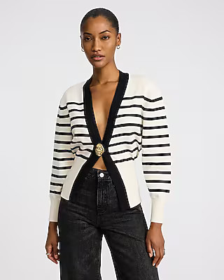 Striped Novelty Button Cardigan | Express