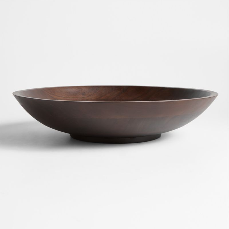 Madeira 17" Walnut-Finished Acacia Wood Salad Serving Bowl + Reviews | Crate & Barrel | Crate & Barrel