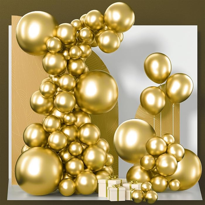 PartyWoo Metallic Gold Balloons, 140 pcs Gold Metallic Balloons Different Sizes Pack of 18 Inch 1... | Amazon (US)