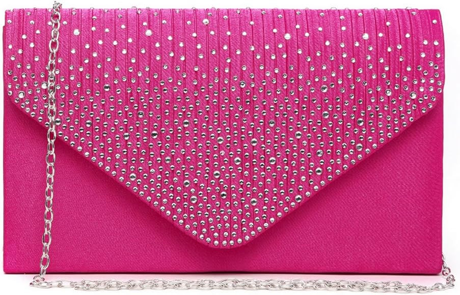 Dasein Women Satin Evening Bag Rhinestone Clutch Purse Wedding Prom Purse Formal Cocktail Party H... | Amazon (US)