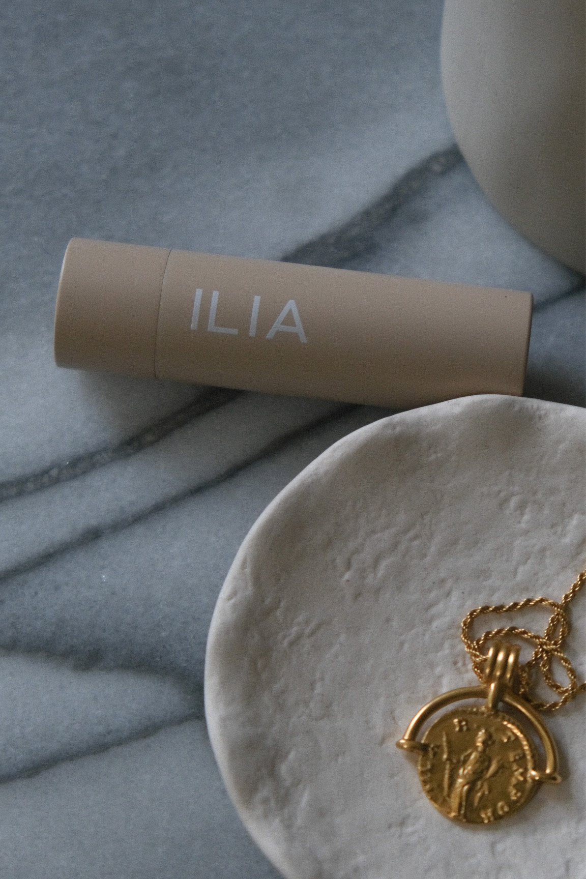 Ilia’s lipstick in the shade “cinnabar” has become my go-to every day shade at present, and I love this beautiful Missoma London necklace (gift/pr) for elevating a simple outfit. 