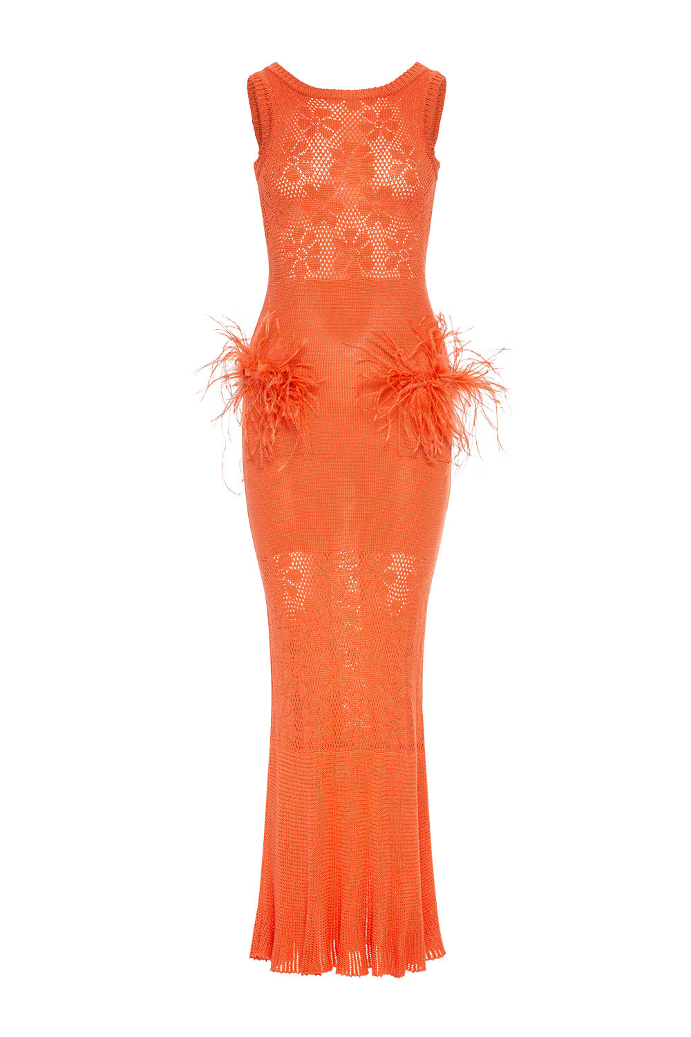 Vanilla Coral Knit Dress With Feathers | Wolf & Badger