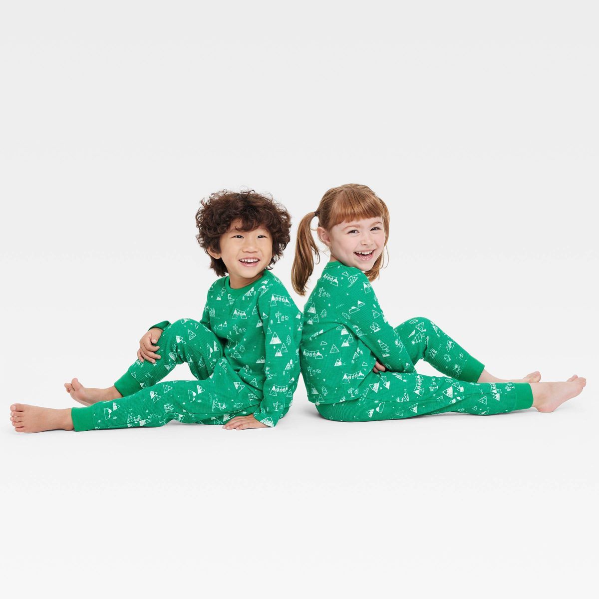 Toddler Ski Scene Matching Family Thermal Pajama Set - Wondershop™ Green | Target