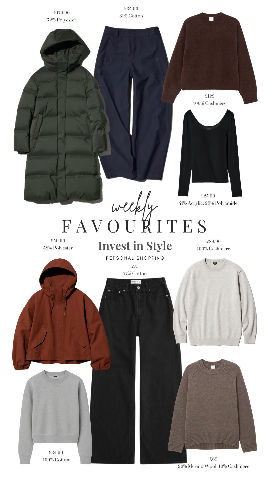 Weekly Favourites 🍁 

Autumn Style, Autumn Fashion, Autumn Outfit, Wardrobe Staples, Winter Style, Winter Fashion, Winter Essentials, Knitwear, Black Jeans, Uniqlo Trousers, Puffer Coat, Thermal Wear 

#LTKwinter #LTKuk #LTKautumn