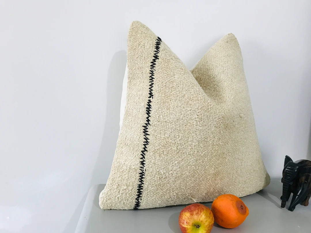 Rustic Kilim Pillow Cover 20x20 Boho Decor, Tribal Cushion Cover Large Turkish Throw Pillow Case ... | Etsy (US)