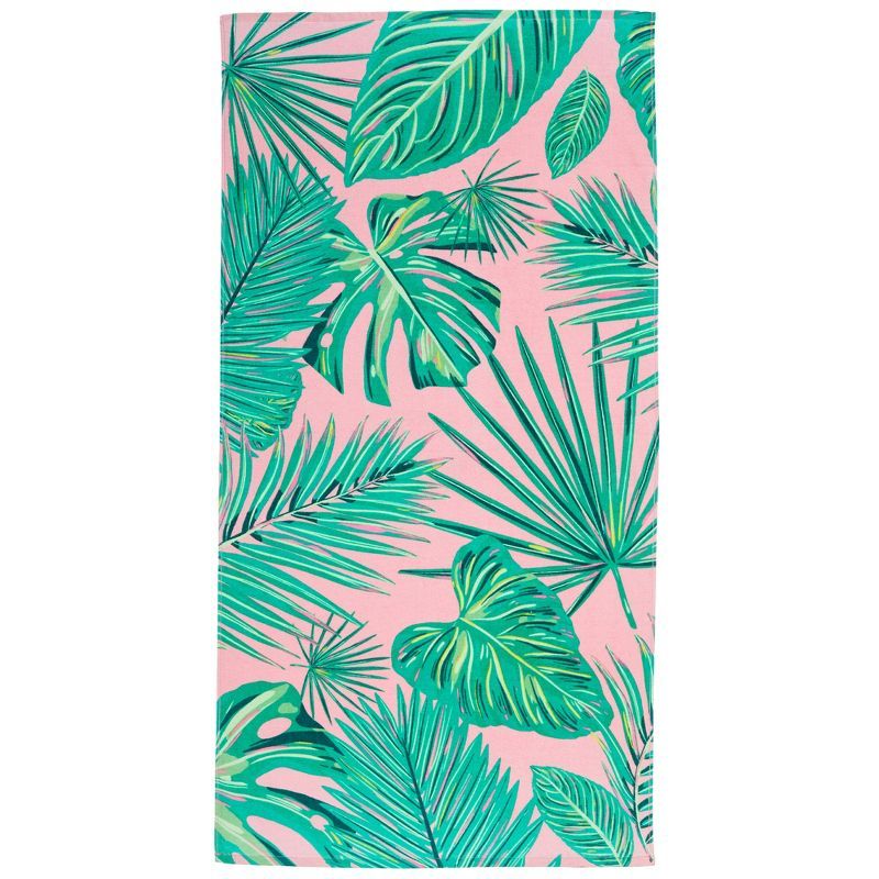 Great Bay Home Cotton Vibrant Prints Quick-Dry Beach Towel  (30" x 60", Palm Leaves) | Target