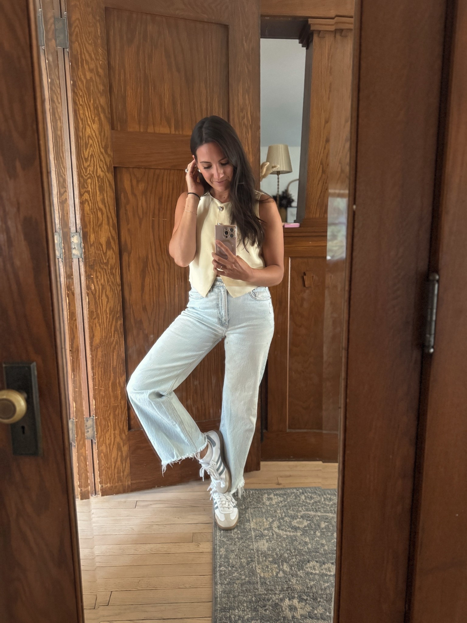 Still feels like summer when I step outside ☀️—but my outfit clearly has other plans 🍂 light wash denim, an easy butter yellow top, and sneakers keep me cool for now, while leaning just enough into that fall mood. Transitional dressing at its finest. 🖤

#LTKStyleTip #LTKSeasonal #LTKTall