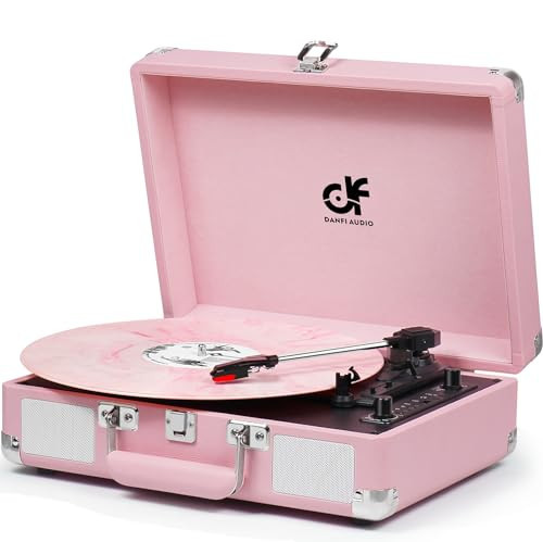 Vintage Pink Suitcase Record Player - 3-Speed Turntable with Bluetooth, USB Recording, MP3 Converter, Speakers, Stylus | Amazon (US)