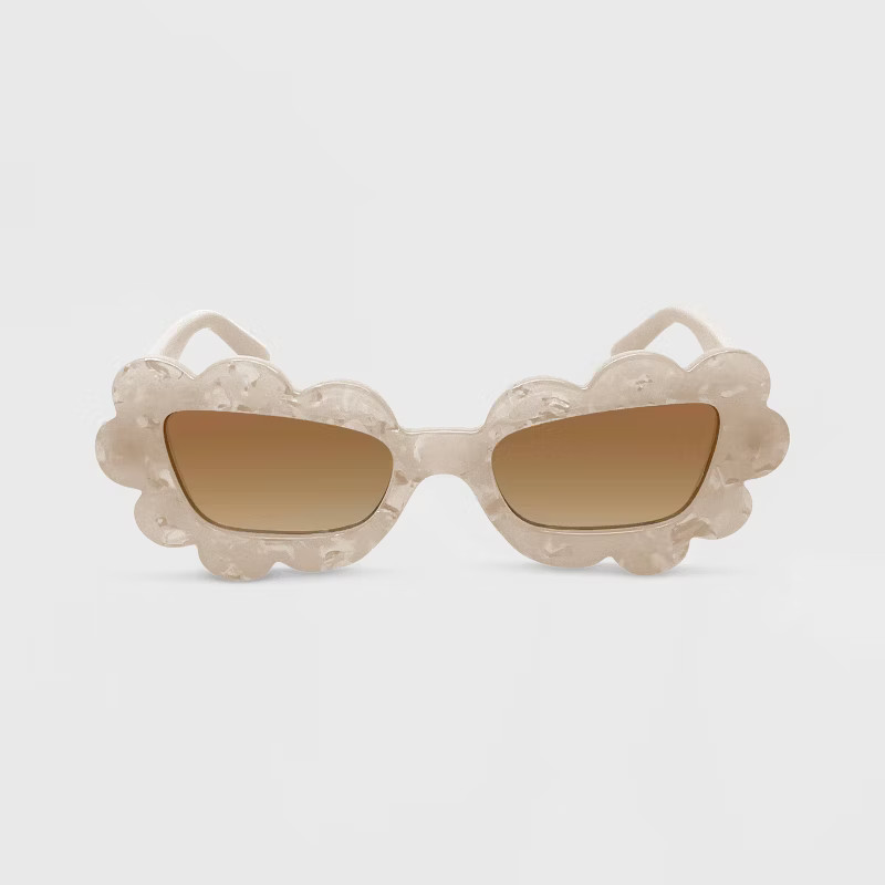 Women's Solid Plastic Novelty Marbleized Cateye Sunglasses - Wild Fable™ Ivory | Target