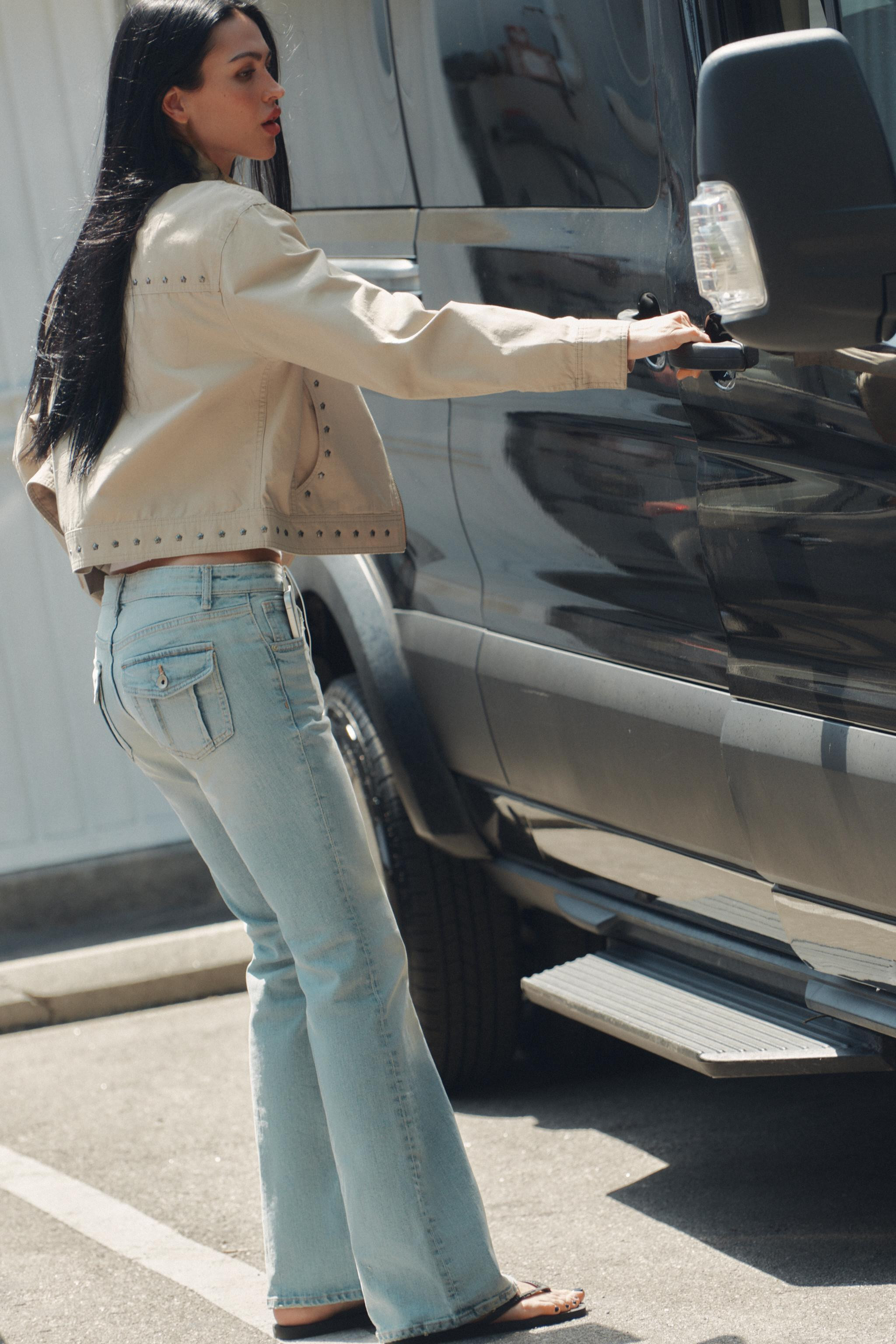 WASHED EFFECT STUDDED JACKET | Zara Canada