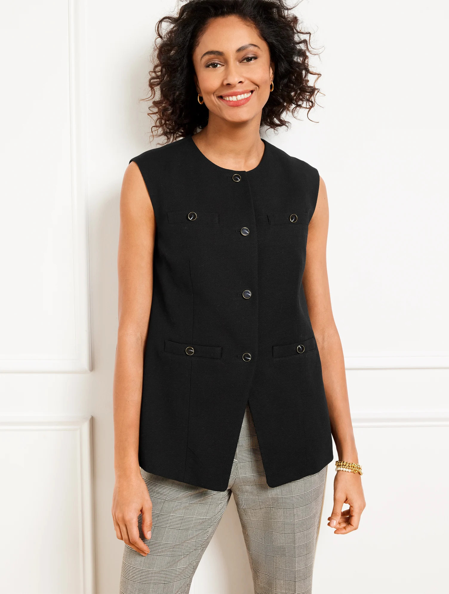Textured Vest - Black - 4 Talbots | Talbots
