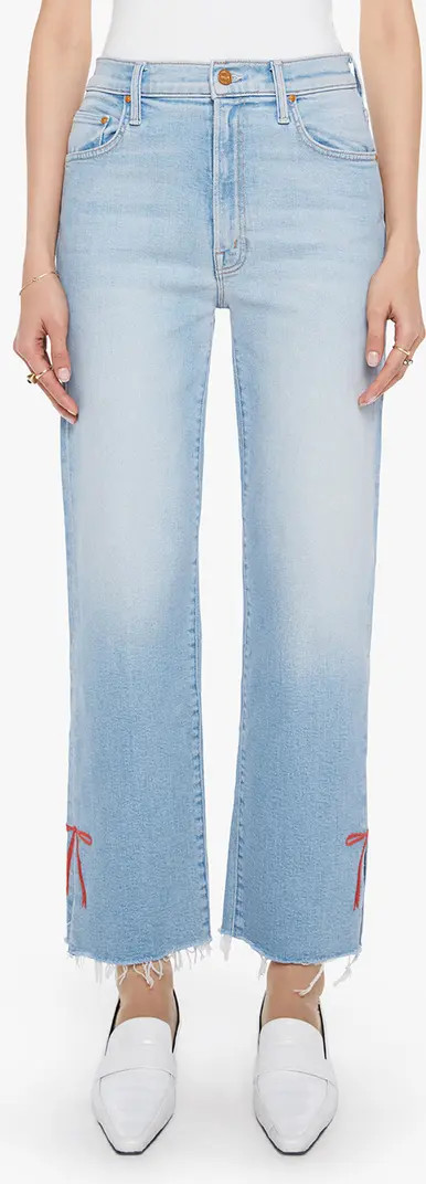 The RamblerSlice Hover Fray Bow Ankle Wide Leg Jeans | Nordstrom