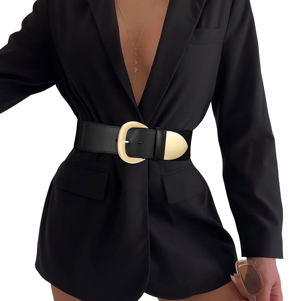 Women Wide Elastic Waist Belt for Dresses Fashion Thick Stretchy Belt for Trendy | Amazon (US)