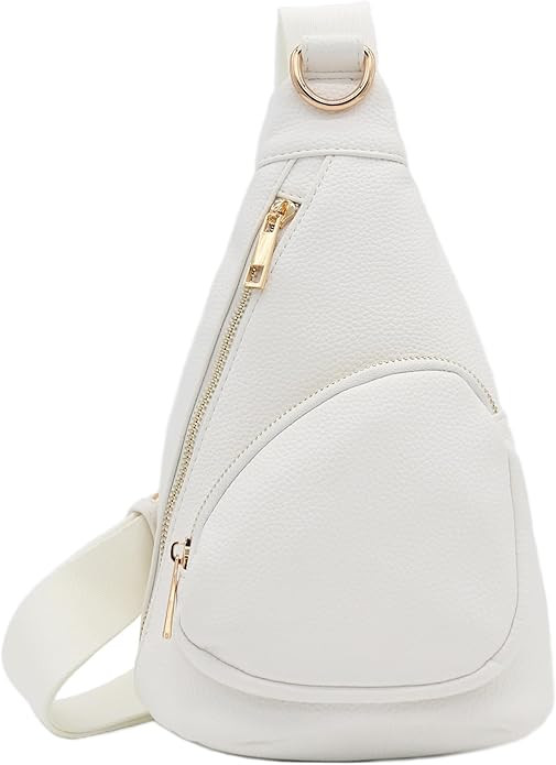 FashionPuzzle Lightweight Soft PU Pebbled Leather Small Triangle Sling Crossbody Bag | Amazon (US)