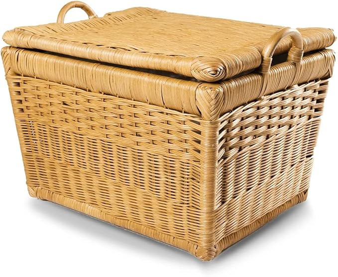 The Basket Lady Lift-Off Lid Wicker Storage Basket, Medium, 20 in L x 15 in W x 14 in H, Sandston... | Amazon (US)