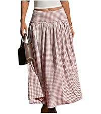 Milumia Women's Pleated Flowy Long Skirts High Waist Maxi Skirt with Pocket | Drop Waist Skirts, ... | Amazon (US)