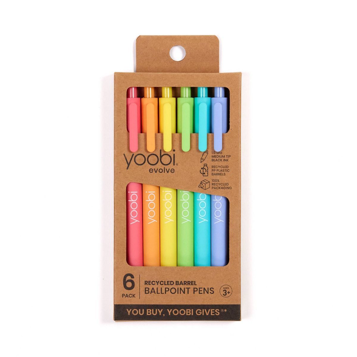 6pk Bold Color Ballpoint Pens Black Ink - Yoobi™ | Target