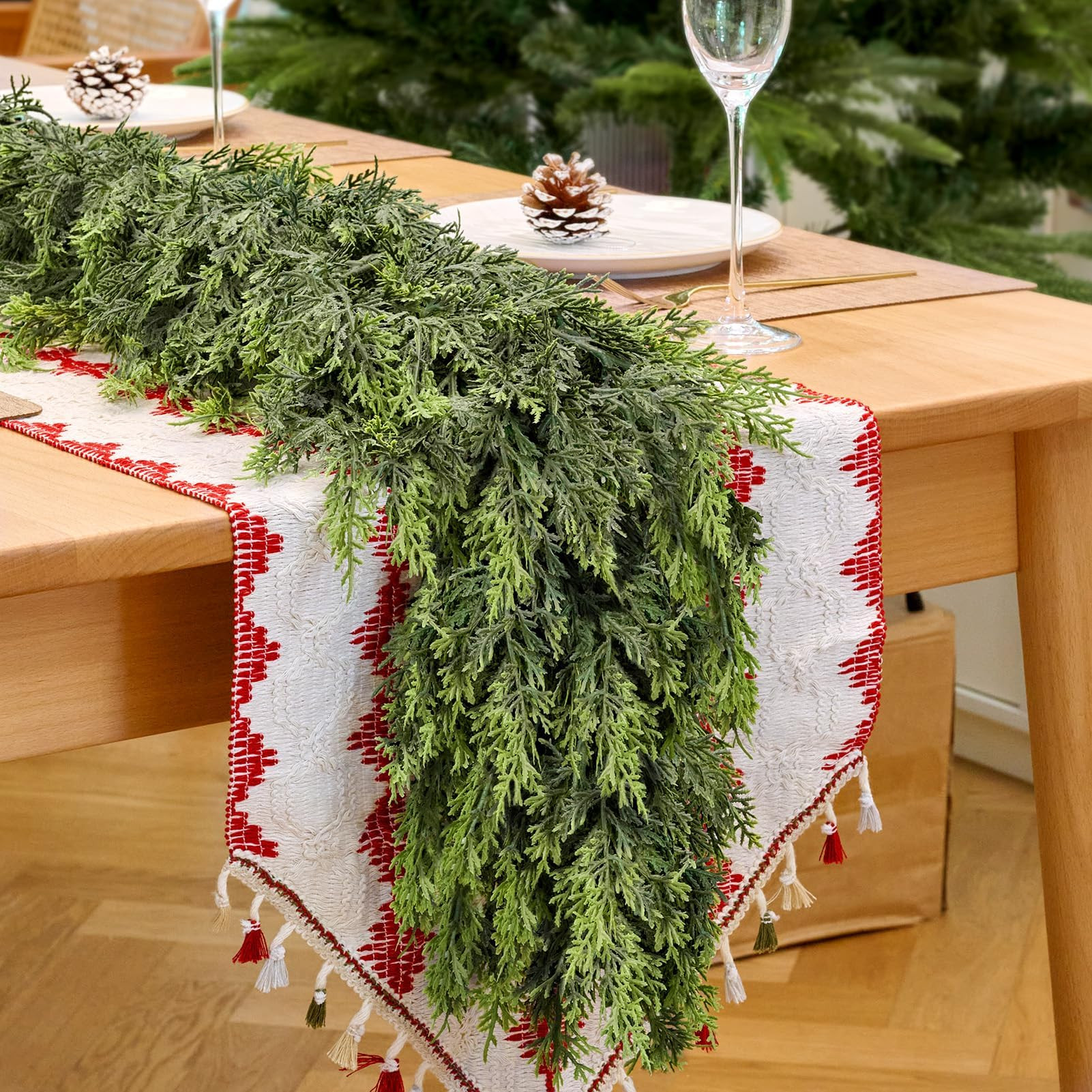 2 PCS 6FT Christmas Cedar Garland for Mantle,Realistic Faux Greenery Garland,Soft and Thickness A... | Amazon (US)