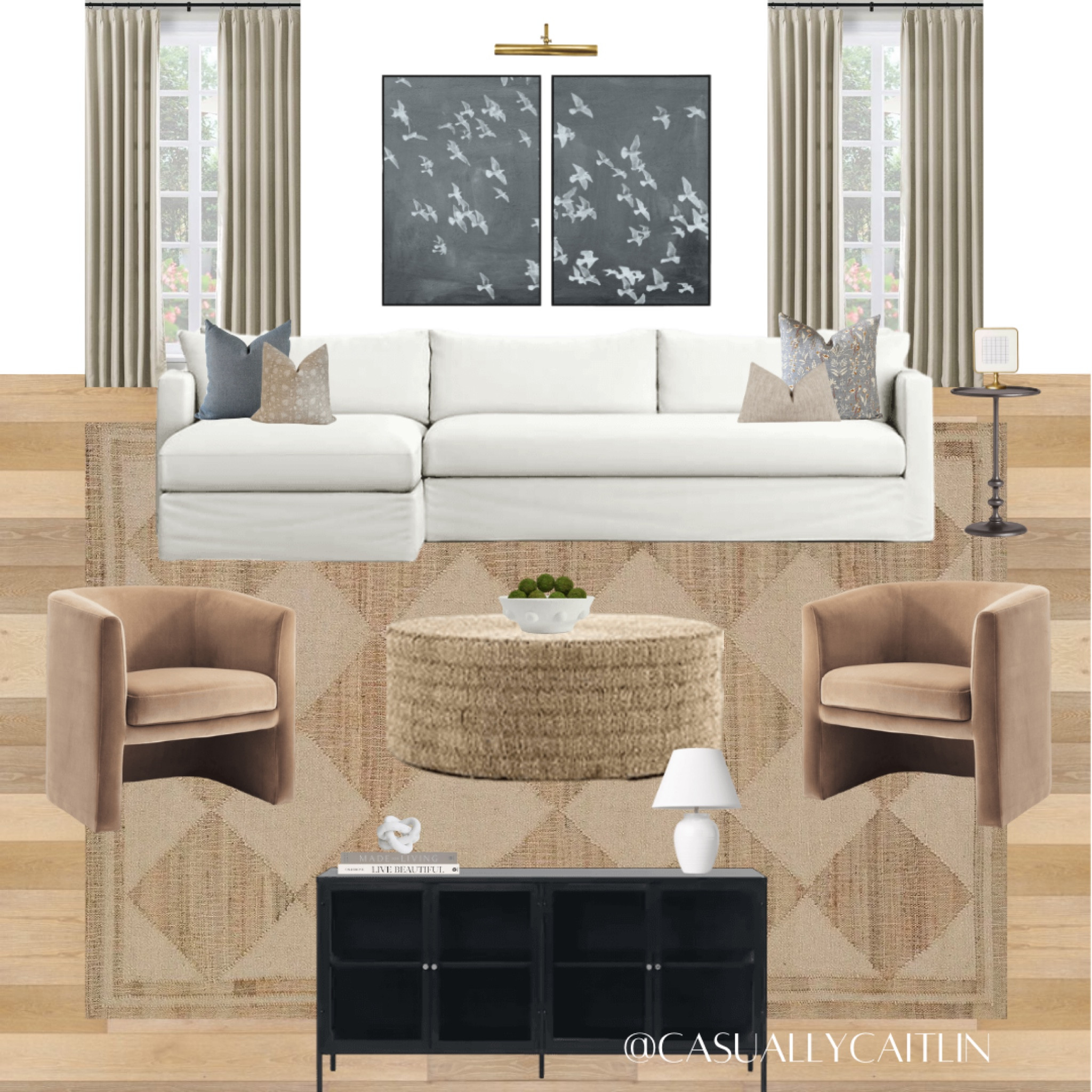 Modern coastal inspired living room 🤍 love the beige and navy tones!

Living room design, living room inspo, design ideas, home decorating ideas, neutral home, transitional design, minimal decor, checkered rug, white slipcovered sofa, beige accent chairs, wall art, beige curtains, coffee table, black console table, living room decor, target home finds

#LTKStyleTip #LTKSummerSales #LTKHome
