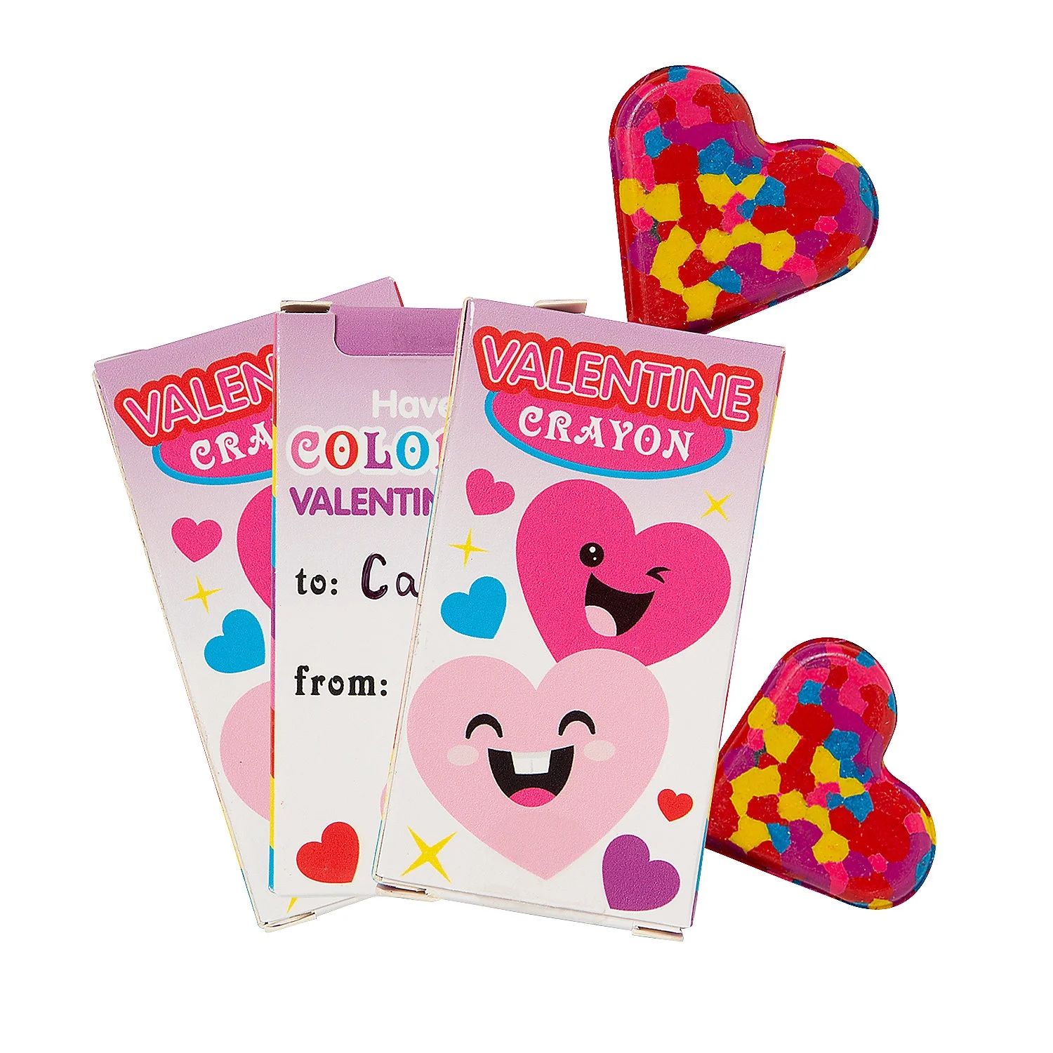 Confetti Heart Crayon Valentine Exchanges with Box for 12 - Walmart.com | Walmart (US)