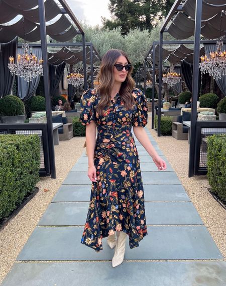 File under: favorite outfits 🤎 Wore this floral number in Napa, it has the most gorgeous colors for fall (which is when I bought it), but it could totally be repurposed for spring with the right shoes and bag. 

#LTKstyletip #LTKtravel
