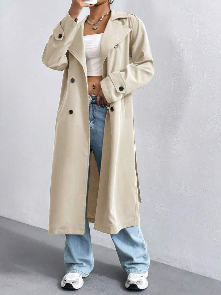 SHEIN EZwear Jaqueta Corta-Vento Feminina Solta com Cor Sólida e Estilo Versátil | SHEIN