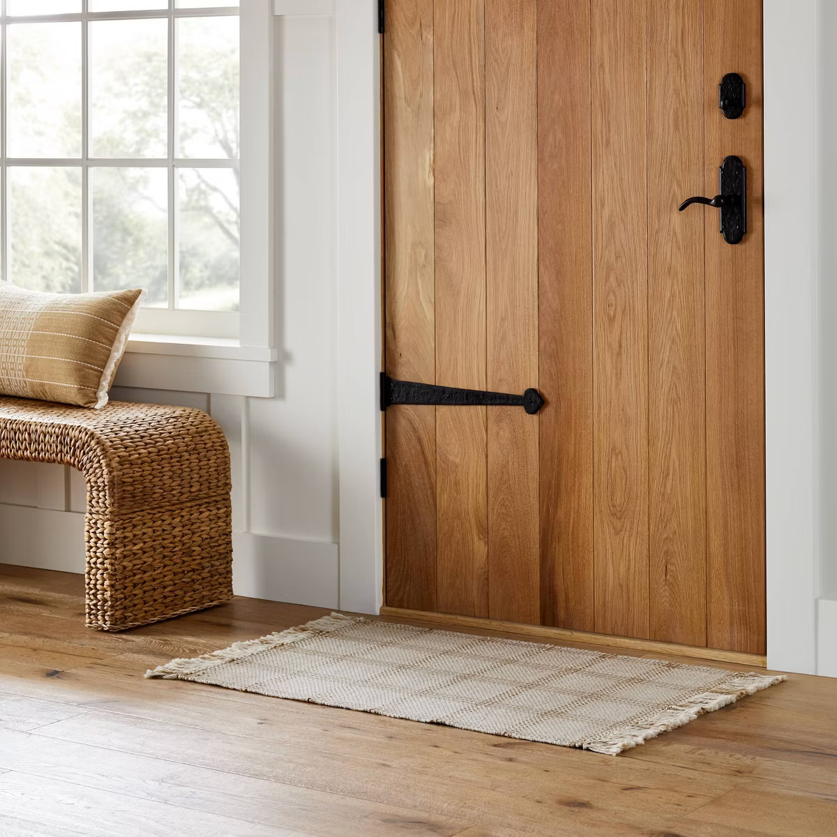 2'1"x3'2" Indoor/Outdoor Plaid Accent Rug Tan - Threshold™ designed with Studio McGee™ | Target