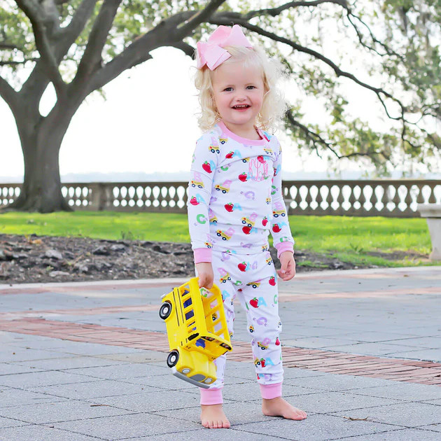 ABC Pink Knit Print Pajamas | Classic Whimsy